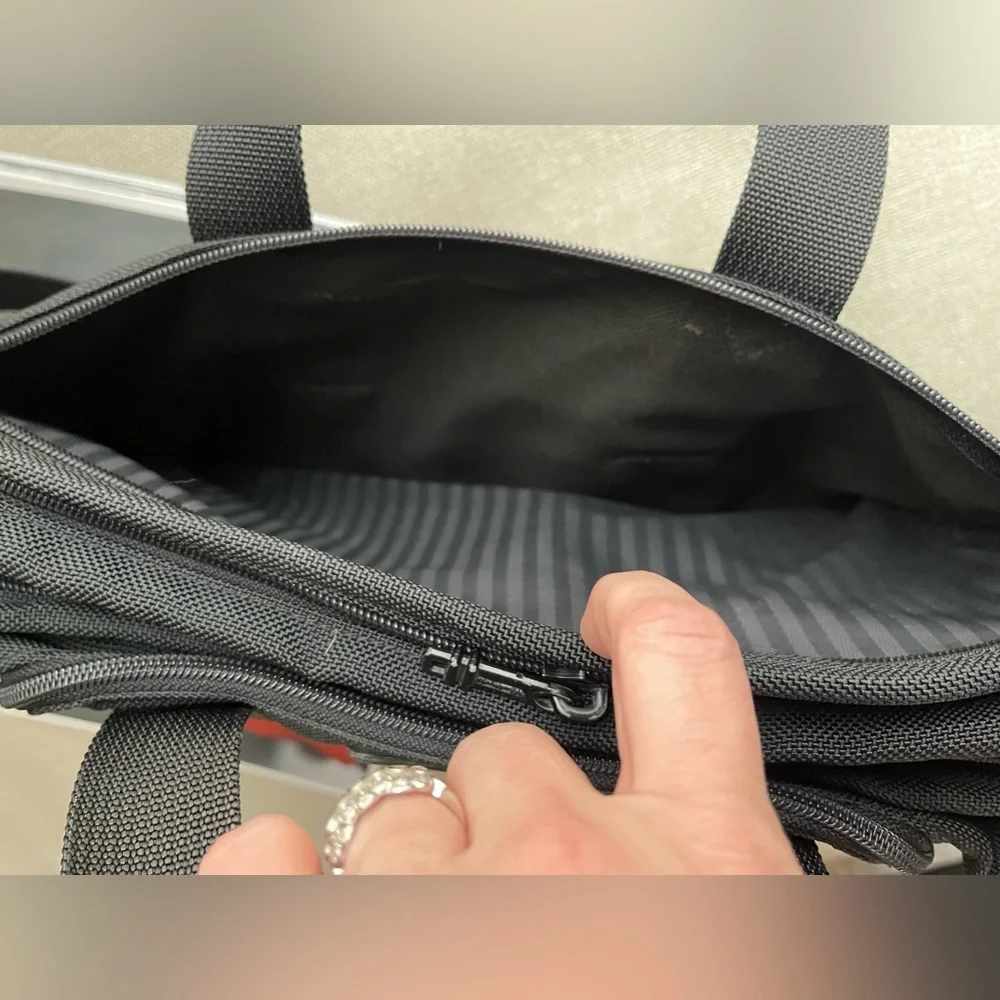 Tumi Slim Nylon Ballistic Mini Laptop Ipad Computer Travel Bag In Black